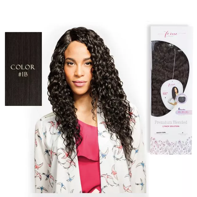 Premium Blended Beach Curl Weave & Closure 1B#